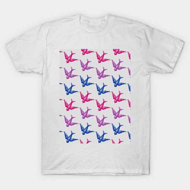 Bi Flag Birds Design T-Shirt by Gedwolcraeft